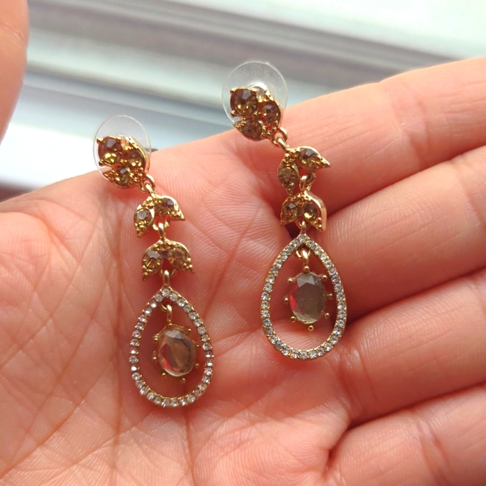 Teardrop Rhinestone Drop Earrings